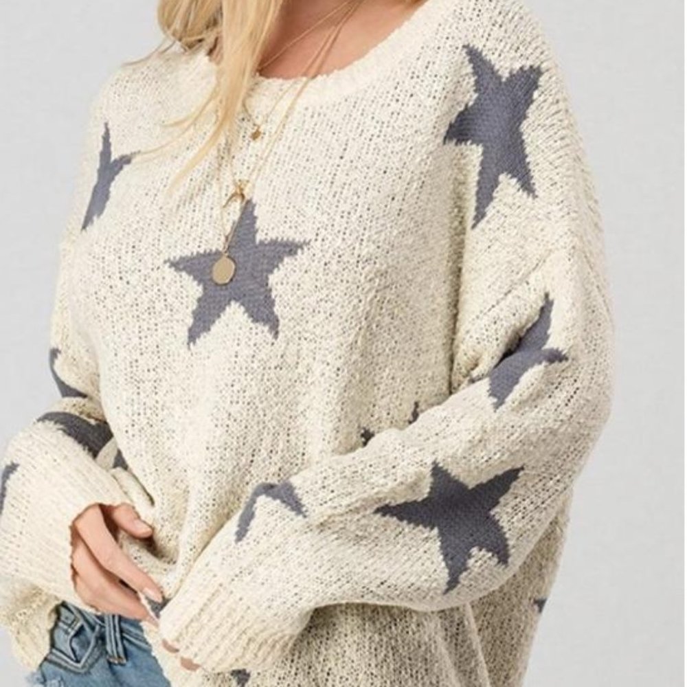 Star Print Knit Top
